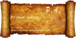 Priher Adina névjegykártya